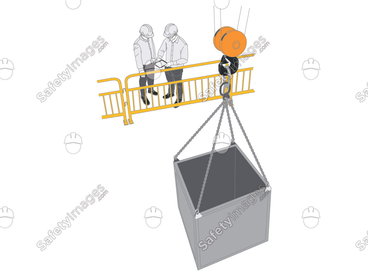 Crane with Drop Zone Barrier Fence