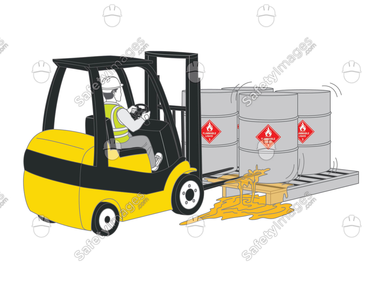 Forklift Tyne Piercing Chemical Drum on Timber Pallet