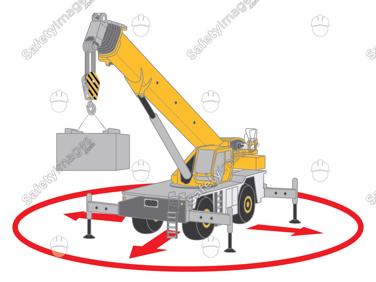 Crane with Red Exclusion Zone – SafetyImages.com