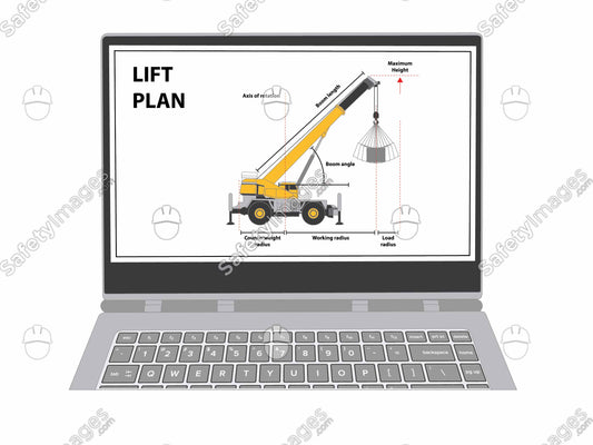 Crane Lift Plan on Laptop Side View