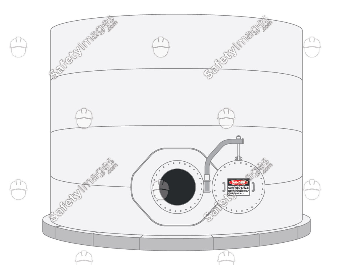 Hatch Open Confined Space Entry Grey Tank Hatch Open – SafetyImages.com