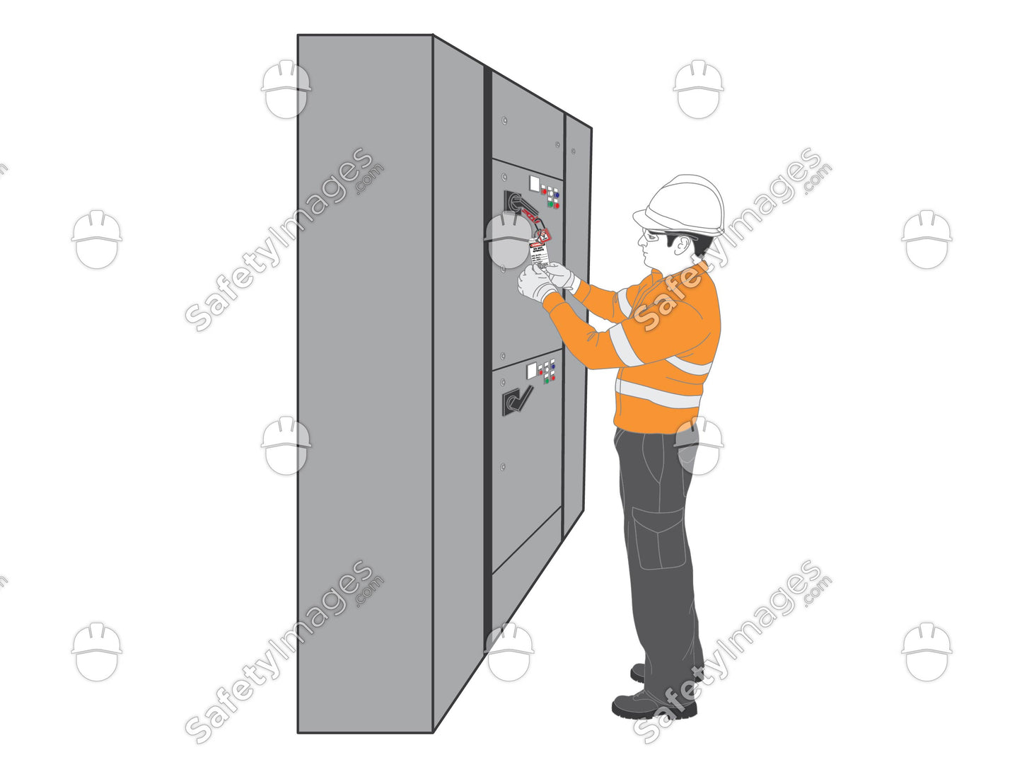 Electrician Checking Lockout and Tag