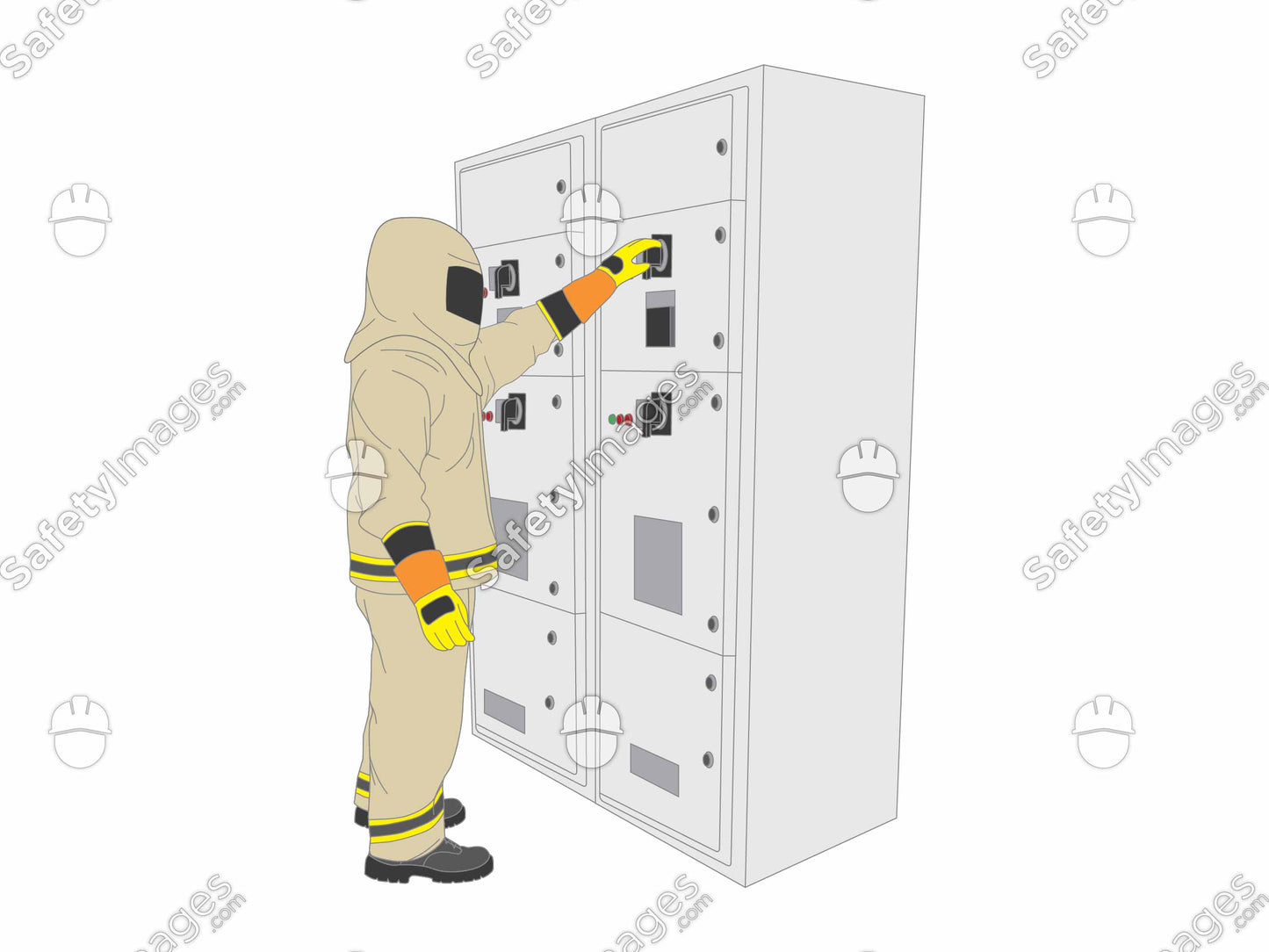 Man Wearing Arc Flash Protection Suit