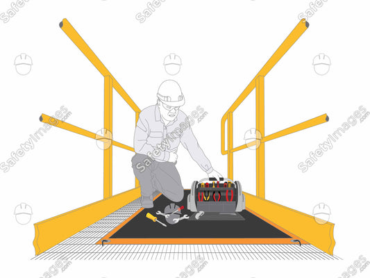 Man PPE Tools on Drop Mat