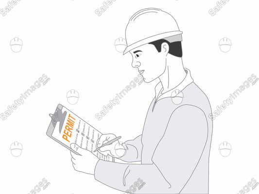 Man Filling in Permit on Clipboard