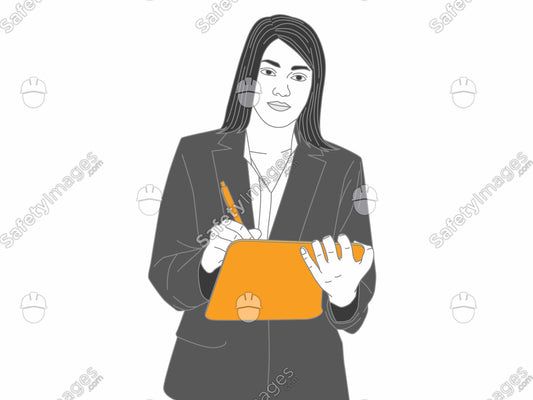 Lady Filling in Form on Clipboard