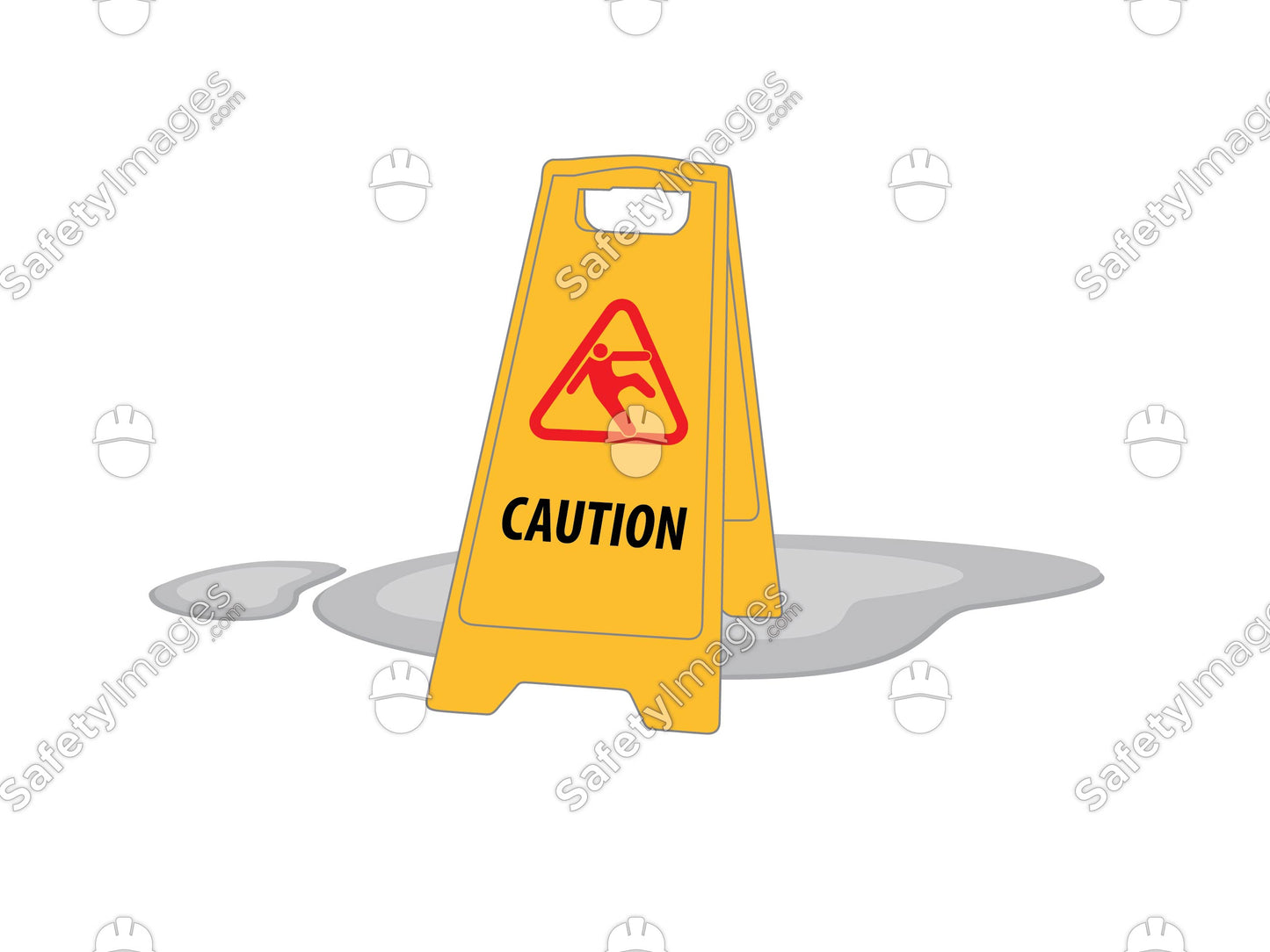 Caution Slippery Floor A-Sign with Spill