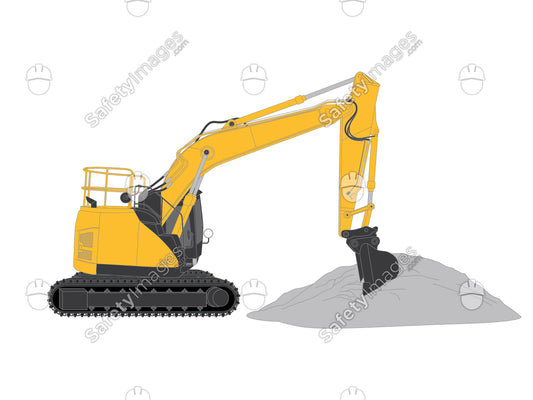 Small Excavator with Pile of Material