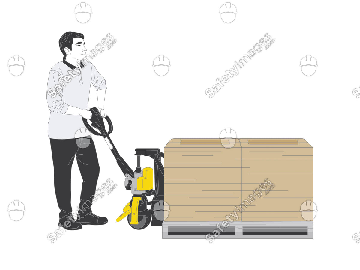 Man Using Hand Jack Man Using a Pallet Jack – SafetyImages.com
