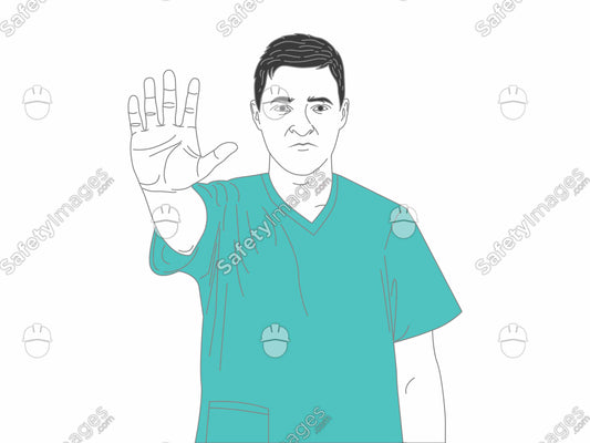 Male Nurse Hand Up to Stop